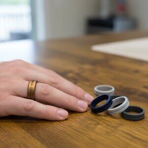 Mens Set of Multicolor Silicone Rings